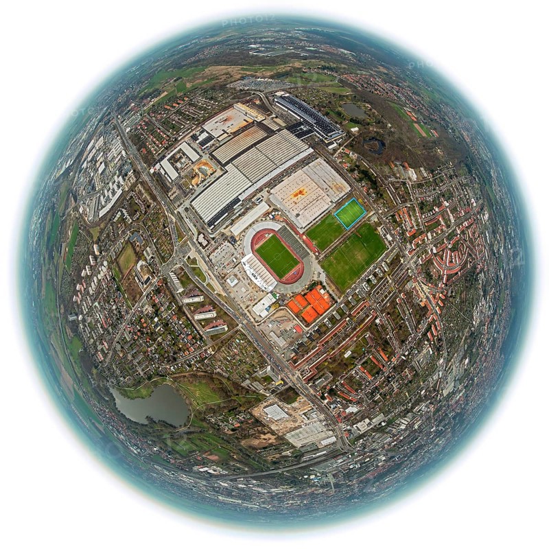 Eintracht Braunschweig stadium with west and east stands, Braunschweiger Turn- und Sportverein Eintracht von 1895 e. V. (BTSV), Bundesliga stadium, aerial view, aerial photography of the city of Braunschweig, Braunschweig, Ruhr area, Lower Saxony, Germany, Europe, birds-eyes view, aerial photography, aerial photography, overview, overview, bird's-eye view