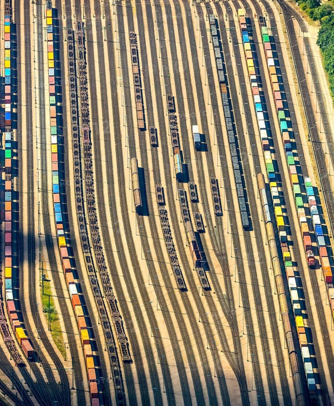 Freight yard, marshalling yard, shunting yard Alte Süderelbe Altenwerder, Hamburg, Free and Hanseatic City of Hamburg, Germany, Europe, aerial view, birds-eyes view, aerial photography, aerial photography, overview, bird's eye view