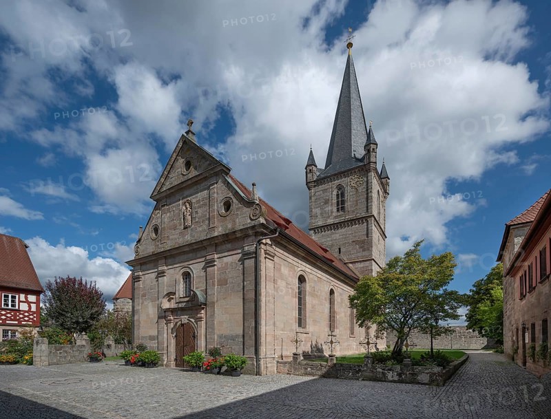 St. Mary's Pilgrimage Church, third largest fortified church in Germany, built from 1461 to 1486, Hannberg, Middle Franconia, Bavaria, Germany