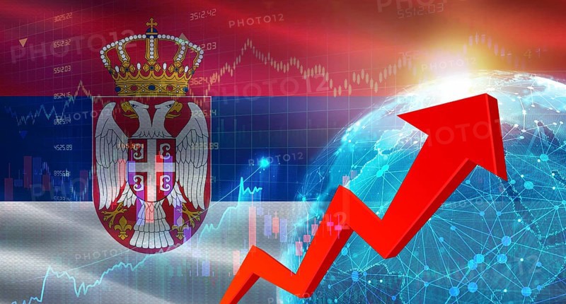 Global financial growth with Serbia flag. Financial growth with Serbia flag on economic background