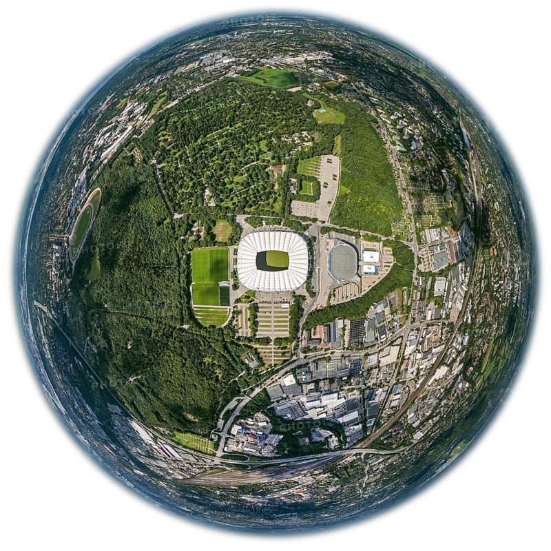 Imtech Arena, HSV Stadion, HSH Nordbank Arena, Hamburg, Bundesliga stadium, fisheye lens, fisheye, round image, Germany, Europe, aerial view, birds-eyes view, aerial photography, aerial photography, aerial photography, overview, bird's eye view