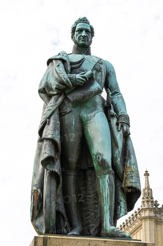 His father, Ernest I Duke of Saxony, Coburg and Gotha, statue, Ehrenburg Castle, Coburg, Upper Franconia, Bavaria, Germany