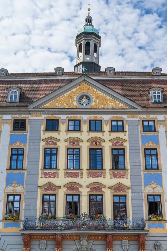 Facade, Renaissance, Town Hall, detail, Market Square, Coburg, Upper Franconia, Franconia, Bavaria, Germany