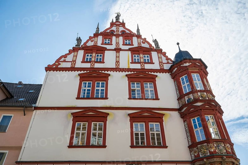 Oriel am Stadthaus, detail, Spitalgasse, Coburg, Upper Franconia, Franconia, Bavaria, Germany