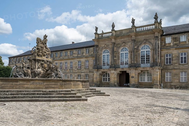 New Palace with Margrave's Fountain, Bayreuth, Upper Franconia, Franconia, Bavaria, Germany