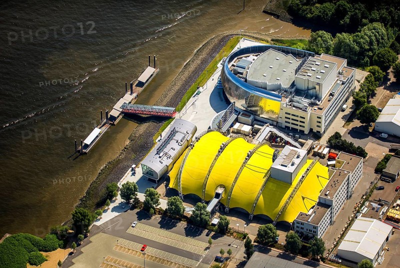 Stella Music Musical-Theatre The Lion King and The Miracle of Bern, Hamburg Harbour, Elbe, Hamburg, Free and Hanseatic City of Hamburg, Germany, Europe, aerial view, birds-eyes view, aerial photography, aerial photography, overview, bird's eye view