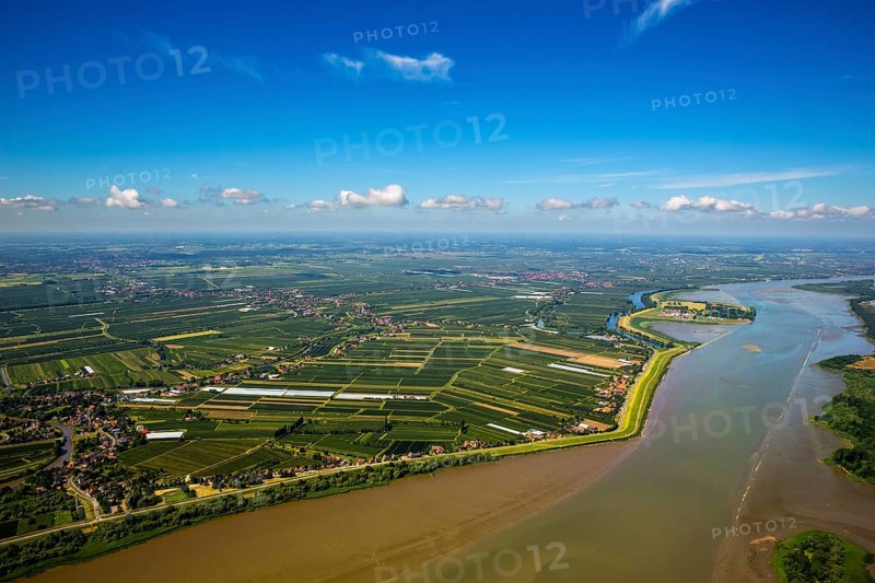 Finkenwerder, Altes Land, orchards, Hamburg, Free and Hanseatic City of Hamburg, Germany, Europe, aerial view, birds-eyes view, aerial photography, aerial photography, overview, overview, bird's eye view