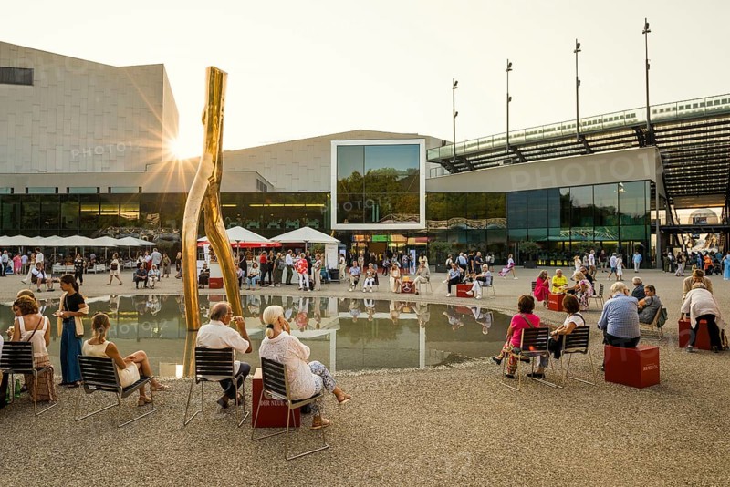 Festival Hall, sunset, Bregenz, Lake Constance, Vorarlberg, Austria