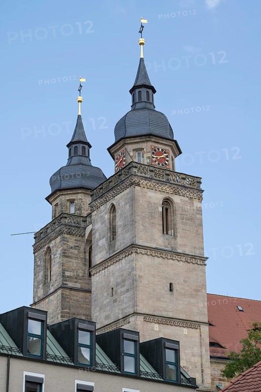 Church towers, Holy Trinity, Stadtkirche, Bayreuth, Upper Franconia, Franconia, Bavaria, Germany