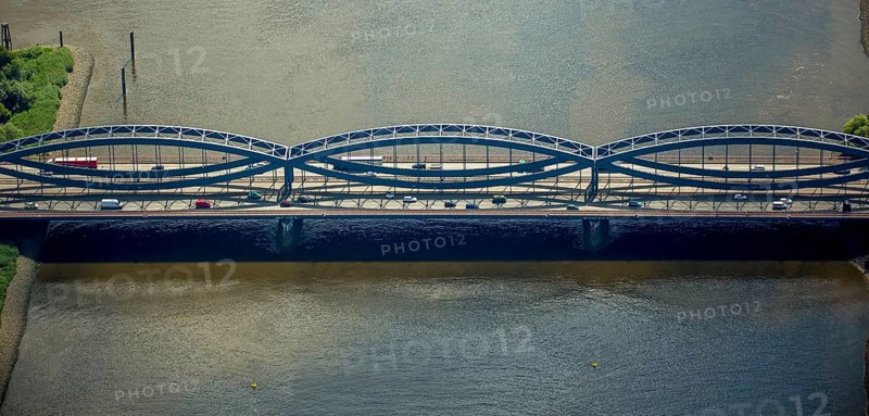 Steel construction of the Free Harbour Elbe Bridge over the Norderelbe, Hamburg Harbour, Elbe, Hamburg, Free and Hanseatic City of Hamburg, Germany, Europe, aerial view, birds-eyes view, aerial photography, aerial photography, overview, bird's eye view