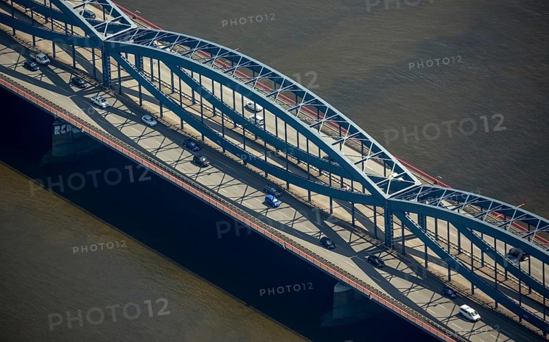 Steel construction of the Free Harbour Elbe Bridge over the Norderelbe, Hamburg Harbour, Elbe, Hamburg, Free and Hanseatic City of Hamburg, Germany, Europe, aerial view, birds-eyes view, aerial photography, aerial photography, overview, bird's eye view