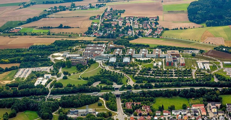 University of Regensburg, University of Regensburg, Regensburg University, Regensburg, independent city in Eastern Bavaria, Bavaria, Germany, Europe, aerial view, birds-eyes view, aerial photography, aerial photography, overview, overview, bird's eye view