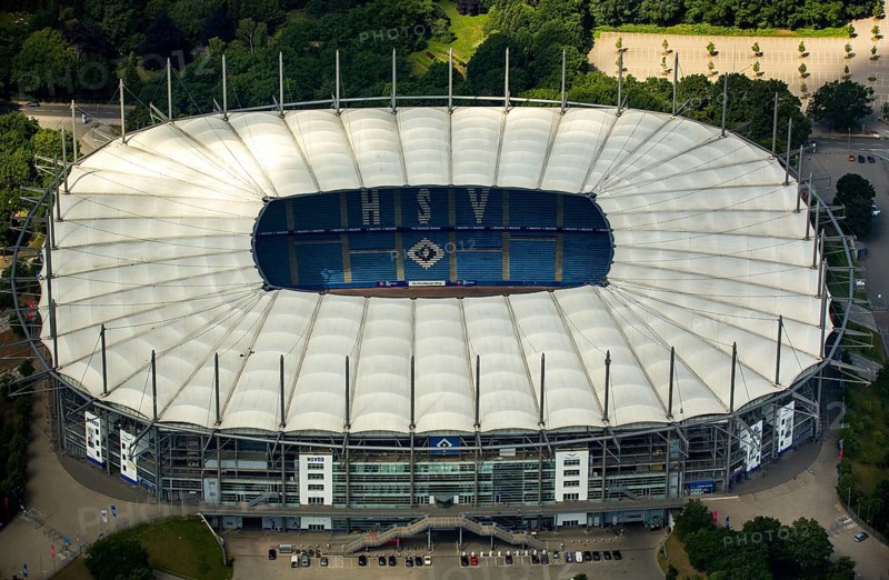 AOL Arean Hamburg, Hamburger SV stadium, Volkspark stadium, Bundesliga stadium, Hamburg, Free and Hanseatic City of Hamburg, Germany, Europe, aerial view, birds-eyes view, aerial photography, aerial photography, aerial photography, overview, bird's eye view