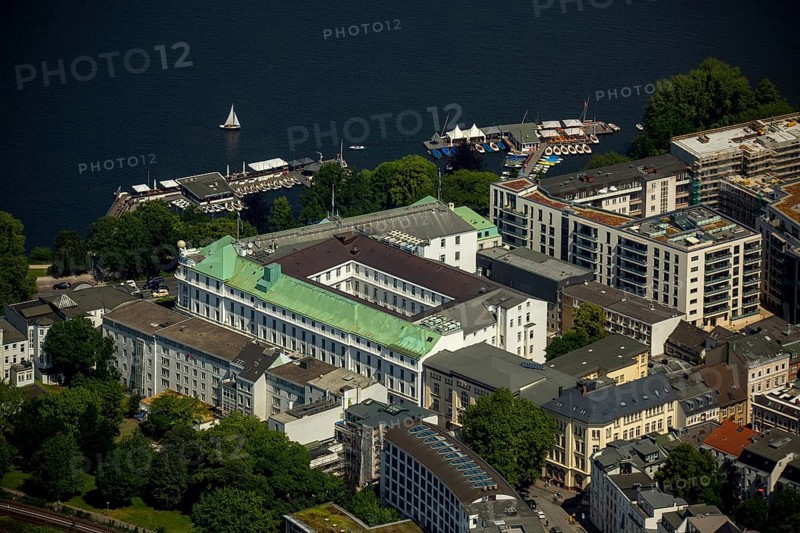 Backside of the Atlantic-Hotel at the Inner Alster, Hamburg, Free and Hanseatic City of Hamburg, Germany, Europe, aerial view, birds-eyes view, aerial photography, aerial photography, overview, overview, bird's eye view
