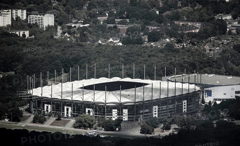 AOL Arean Hamburg, Hamburger SV stadium, Volkspark stadium, Bundesliga stadium, Hamburg, Free and Hanseatic City of Hamburg, Germany, Europe, aerial view, birds-eyes view, aerial photography, aerial photography, aerial photography, overview, bird's eye view