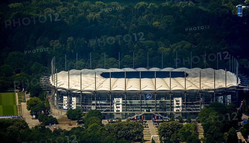 AOL Arean Hamburg, Hamburger SV stadium, Volkspark stadium, Bundesliga stadium, Hamburg, Free and Hanseatic City of Hamburg, Germany, Europe, aerial view, birds-eyes view, aerial photography, aerial photography, aerial photography, overview, bird's eye view