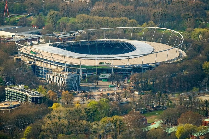 HDI Arena, HDI-Arena, Sportpark Hannover in Calenberger Neustadt, Niedersachsenstadion, Hannover 96, Bundesliga stadium, Hannover, Lower Saxony, Germany, DE, Europe, aerial view, birds-eyes view, aerial photography, aerial photography, overview, bird's eye view