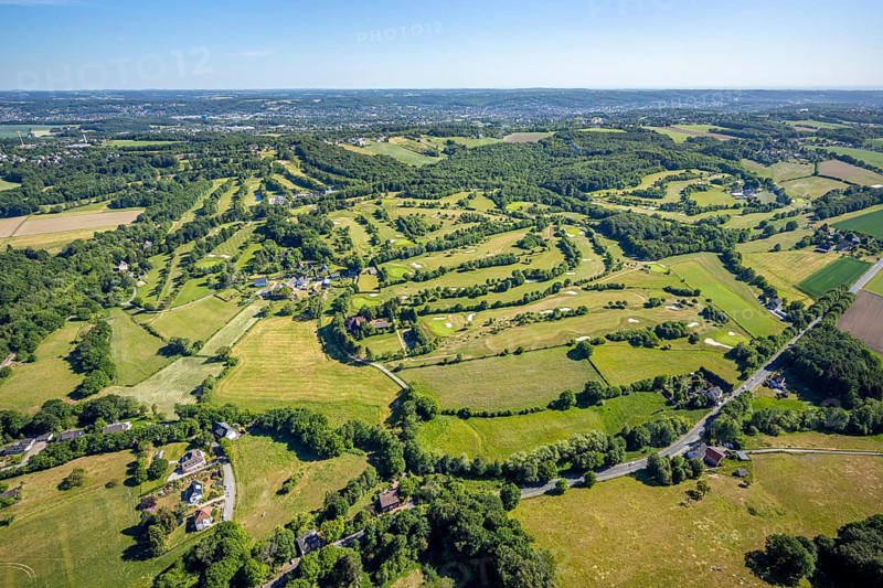 Aerial view, Golf course Golfclub Felderbach Sprockhövel, Frielinghausen 1, Alter Schee, Sprockhövel, Ruhr area, North Rhine-Westphalia, Germany, motorway A46, DE, Ennepe-Ruhr-Kreis, Europe, distant view, golf, golf course, golf club, golf course, aerial view, aerial photography, aerial photography, sports, overview, bird's-eye view, birds-eyes view, overview