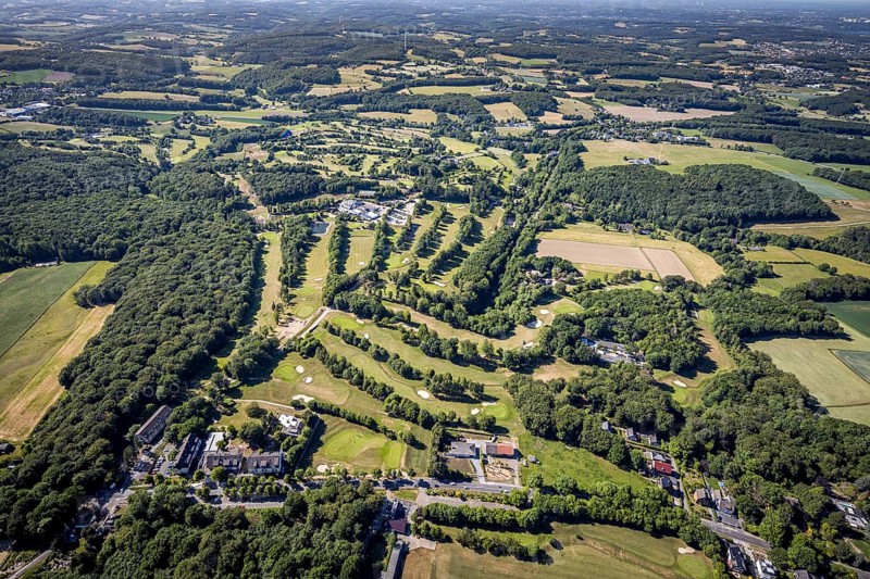 Aerial view, golf course Golfclub Felderbach Sprockhövel, Frielinghausen 1, Sprockhövel, Ruhr area, North Rhine-Westphalia, Germany, motorway A46, DE, Ennepe-Ruhr-Kreis, Europe, distant view, golf, golf course, golf club, golf course, aerial view, aerial photography, aerial photography, sports, overview, bird's-eye view, overview