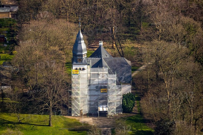 Aerial view, renovation Christuskirche, Unna, Ruhr area, North Rhine-Westphalia, Germany, place of worship, DE, Europe, Friedrich-Ebert-Straße, faith community, place of worship, church, parish, denomination, aerial photography, aerial photography, aerial photography, religion, overview, bird's-eye view, birds-eyes view, overview