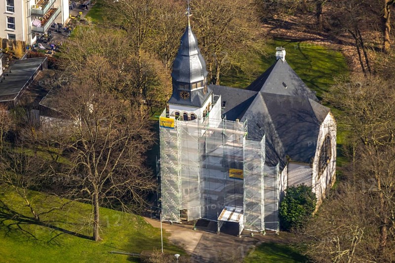 Aerial view, renovation Christuskirche, Unna, Ruhr area, North Rhine-Westphalia, Germany, place of worship, DE, Europe, Friedrich-Ebert-Straße, faith community, place of worship, church, parish, denomination, aerial photography, aerial photography, aerial photography, religion, overview, bird's-eye view, birds-eyes view, overview
