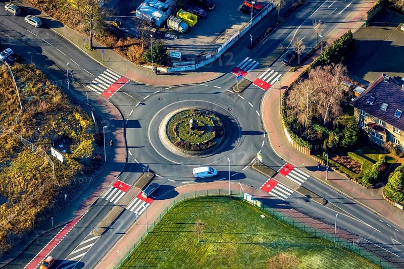 Aerial view, roundabout Viktoriastraße, Hammer Straße, Unna, Ruhr area, North Rhine-Westphalia, Germany, DE, Europe, birds-eyes view, aerial photography, aerial photography, overview, overview, bird's eye view
