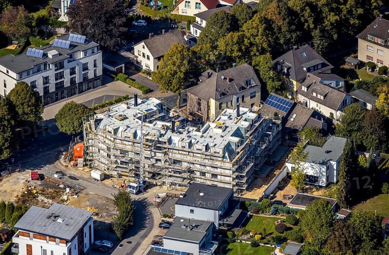 Aerial view, new construction, construction site, residential building Hertingerstraße, Hertinger Tor, Unna, Ruhr area, North Rhine-Westphalia, Germany, construction work, construction, construction area, construction site, building plots, construction project, construction site, DE, Europe, property tax, real estate, aerial view, aerial photography, aerial photography, new construction, overview, bird's eye view, residential complex, living and living, residential area, residential building, residential buildings, residential quality, residential neighbourhood, residential estate, birds-eyes view, overview