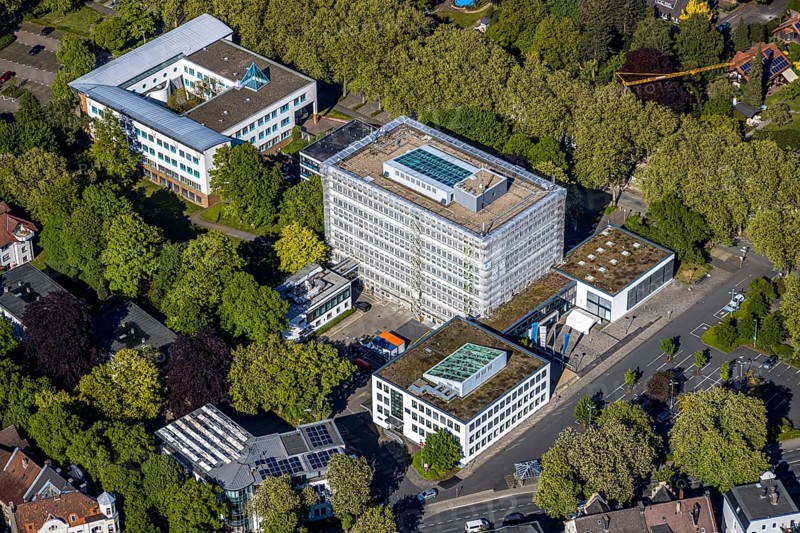 Aerial photograph, Unna district administration, Unna district health and environmental authority, Unna, Ruhr area, North Rhine-Westphalia, Germany, authority, DE, Europe, green trees, aerial photograph, aerial photography, aerial photography, overview, bird's-eye view, bird's-eye view, overview