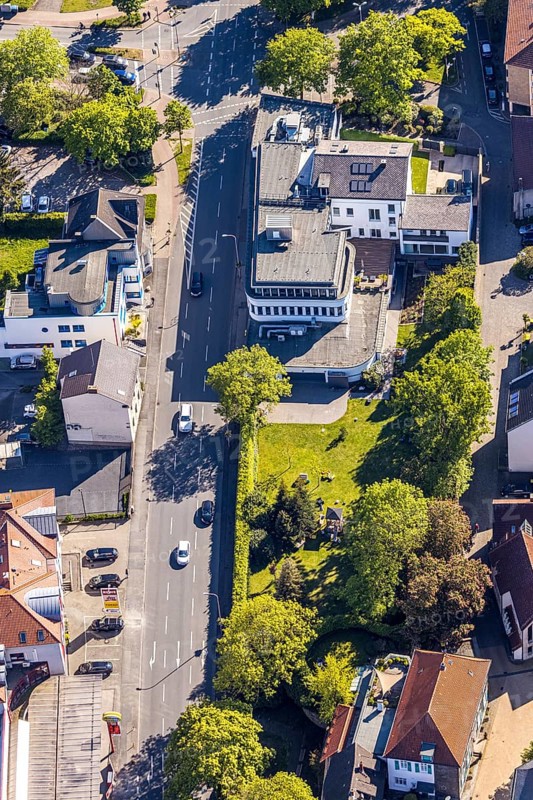 Aerial photo, Hellweger Anzeiger and Westfälische Rundschau, waterway, Unna, Ruhr area, North Rhine-Westphalia, Germany, DE, Europe, aerial photography, aerial photography, overview, bird's-eye view, newspaper publisher, birds-eyes view, overview