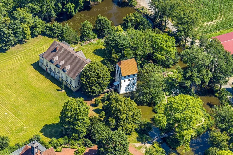 Aerial view, Bispinghof, uses the Westfälische Wilhelms-Universität, Nordwalde, Münsterland, North Rhine-Westphalia, Germany, Bischopinkshof, DE, Europe, aerial view, aerial photography, aerial photography, canteen, overview, University and State Library of Münster, bird's-eye view, Westfälische Wilhelms-Universität uses this building, birds-eyes view, overview