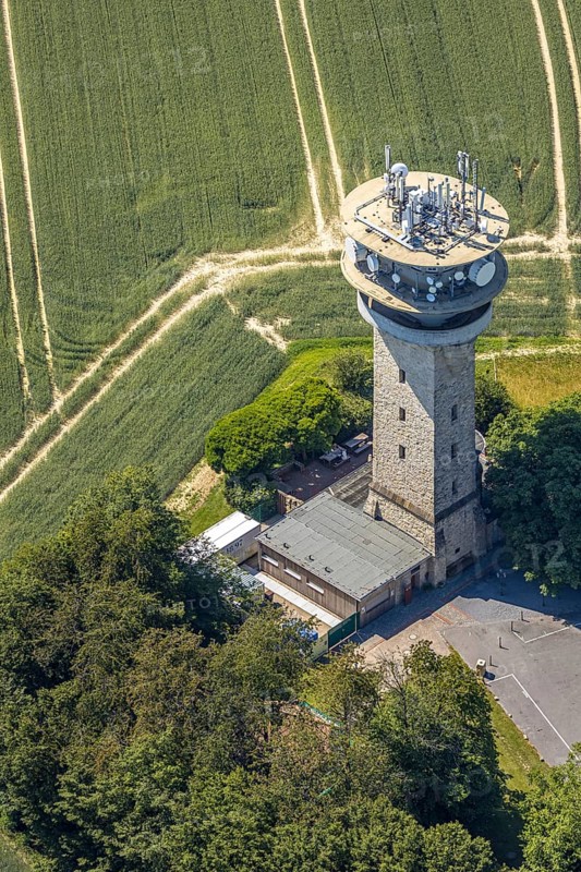 Aerial view, Baumberge, Longinusturm, Nottuln, Münsterland, North Rhine-Westphalia, Germany, observation tower, DE, Europe, aerial view, aerial photography, aerial photography, sight, tower, overview, bird's-eye view, meadows and fields, birds-eyes view, historical, overview