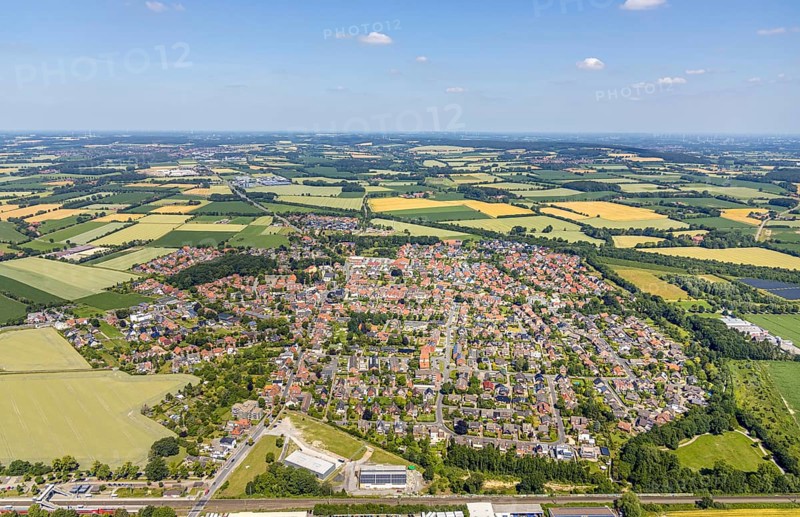 Aerial view, aerial view Appelhülsen, Nottuln, Münsterland, North Rhine-Westphalia, Germany, DE, Europe, property tax, real estate, agricultural fields, aerial view, aerial photography, aerial photography, location view, plots, townscape, urban area, overview, bird's-eye view, wooded area, meadows and fields, residential area, living and living, residential area, residential buildings, residential quality, housing estate, birds-eyes view, overview