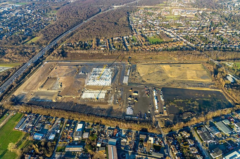 Aerial view, Logport V, Weierheide Waldteichstraße, retail chain Edeka Rhein-Ruhr, new central warehouse in the north of Oberhausen, Sterkrade, Oberhausen, Ruhr area, North Rhine-Westphalia, Germany, DE, Europe, birds-eyes view, aerial view, aerial photography, aerial photography, overview, bird's eye view