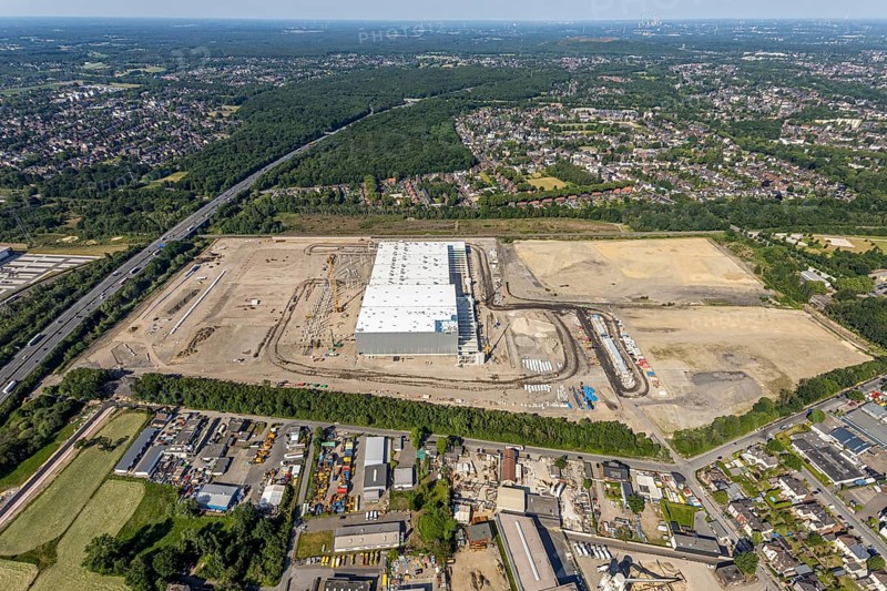 Aerial view, Oberhausen, Logport V, Duisport, Waldteichstraße industrial estate, EDEKA-Logistik-ZENTRUM, Sterkrade, Ruhr area, North Rhine-Westphalia, Germany, DE, Europe, birds-eyes view, aerial photography, aerial photography, overview, bird's eye view