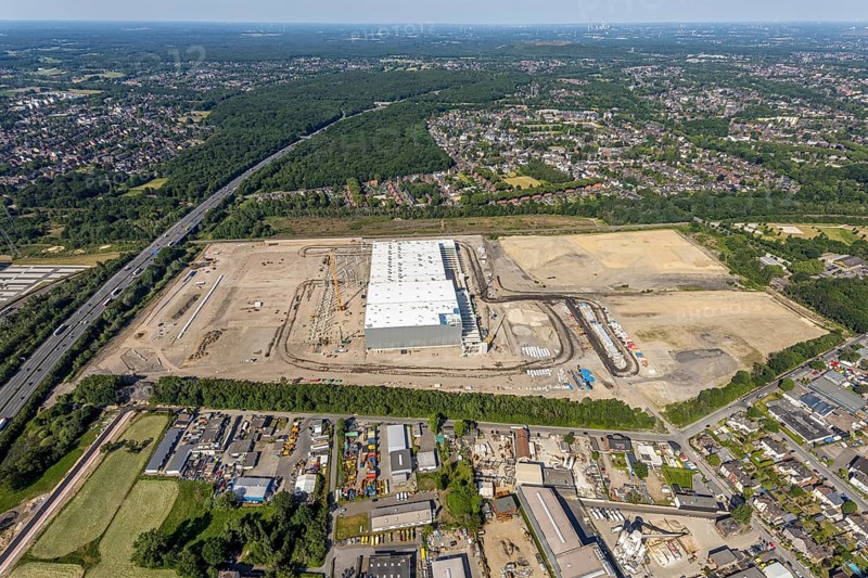 Aerial view, Oberhausen, Logport V, Duisport, Waldteichstraße industrial estate, EDEKA-Logistik-ZENTRUM, Sterkrade, Ruhr area, North Rhine-Westphalia, Germany, DE, Europe, birds-eyes view, aerial photography, aerial photography, overview, bird's eye view