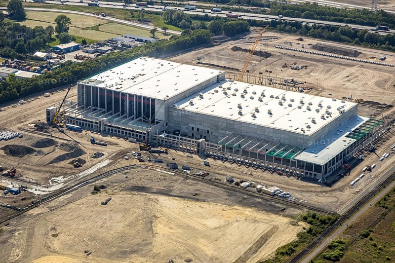 Aerial view, Oberhausen, Logport V, Duisport, Waldteichstraße industrial estate, EDEKA-Logistik-ZENTRUM, Sterkrade, Ruhr area, North Rhine-Westphalia, Germany, DE, Europe, birds-eyes view, aerial photography, aerial photography, overview, bird's eye view