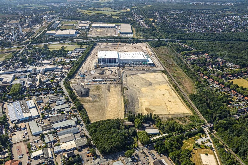 Aerial view, Oberhausen, Logport V, Duisport, Waldteichstraße industrial estate, EDEKA-Logistik-ZENTRUM, Sterkrade, Ruhr area, North Rhine-Westphalia, Germany, DE, Europe, birds-eyes view, aerial photography, aerial photography, overview, bird's eye view