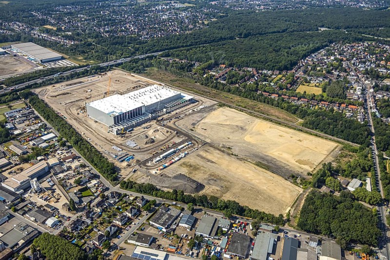 Aerial view, Oberhausen, Logport V, Duisport, Waldteichstraße industrial estate, EDEKA-Logistik-ZENTRUM, Sterkrade, Ruhr area, North Rhine-Westphalia, Germany, DE, Europe, birds-eyes view, aerial photography, aerial photography, overview, bird's eye view