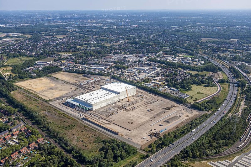 Aerial view, Oberhausen, Logport V, Duisport, Waldteichstraße industrial estate, EDEKA-Logistik-ZENTRUM, Sterkrade, Ruhr area, North Rhine-Westphalia, Germany, DE, Europe, birds-eyes view, aerial photography, aerial photography, overview, bird's eye view