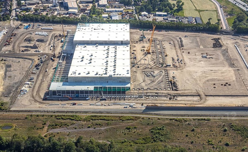 Aerial view, Oberhausen, Logport V, Duisport, Waldteichstraße industrial estate, EDEKA-Logistik-ZENTRUM, Sterkrade, Ruhr area, North Rhine-Westphalia, Germany, DE, Europe, birds-eyes view, aerial photography, aerial photography, overview, bird's eye view