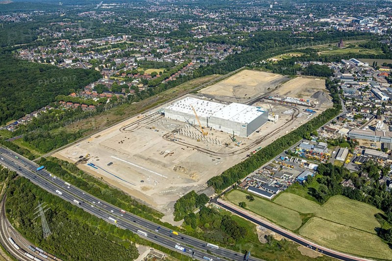 Aerial view, Oberhausen, Logport V, Duisport, Waldteichstraße industrial estate, EDEKA-Logistik-ZENTRUM, Sterkrade, Ruhr area, North Rhine-Westphalia, Germany, DE, Europe, birds-eyes view, aerial photography, aerial photography, overview, bird's eye view