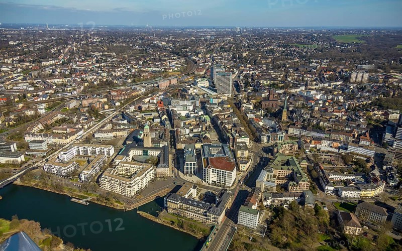 Aerial view, Ruhr, Ruhrbania, StadtQuartier Schlossstraße, Stadthafen Mülheim Ruhrbahnia, Altstadt I, Mülheim an der Ruhr, Ruhr Area, North Rhine-Westphalia, Deutschland, Mülheim, an, der, DE, Europa, birds-eyes, view, aerial photography, aerial photography, aerial photography, overview, overview, bird's eye view