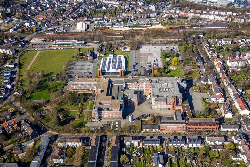 Aerial photo, Tengelmann Areal, Tengelmann head office, Linksruhr, Mülheim an der Ruhr, Ruhr area, North Rhine-Westphalia, Germany, Mülheim, an, der, Ruhr, DE, Europe, birds-eyes, view, aerial photograph, aerial photography, aerial photography, overview, overview, bird's eye view, office, service, workplaces