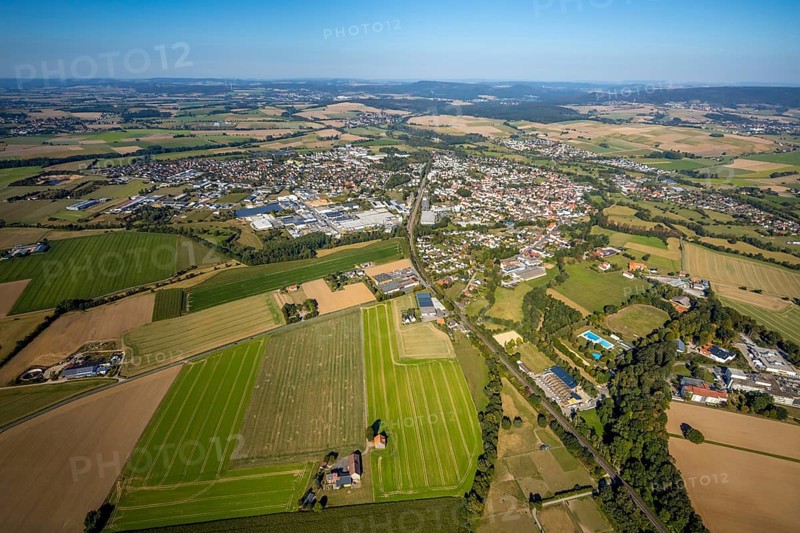 Aerial view, local view, Steinheim, OWL, Ostwestfalen-Lippe, East Westphalia, North Rhine-Westphalia, Germany, DE, Europe, property tax, real estate, aerial view, aerial photography, aerial photography, OWL book, OWL book, townscape, urban area, overview, bird's-eye view, residential area, living and living, residential area, residential buildings, residential quality, residential neighbourhood, housing estate, birds-eyes view, overview
