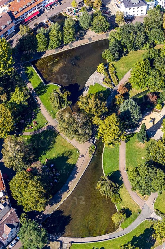 Aerial photo, Paderquellgebiet, Paderborn, Ostwestfalen-Lippe, OWL, North Rhine-Westphalia, Germany, DE, Europe, river Pader, Jenny-Alboni-Weg, aerial photo, aerial photography, aerial photography, OWL-Buch, OWLBuch, Ostwestfalen, park, pond, overview, bird's-eye view, overview