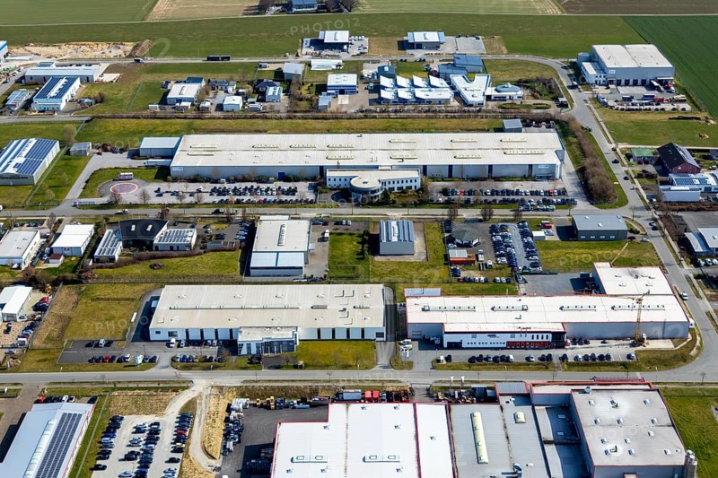 Aerial view, Belecke North Industrial Park, Warstein, North Rhine-Westphalia, Germany