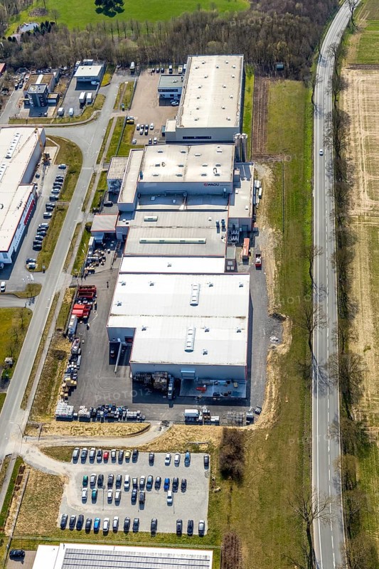 Aerial view, Belecke North Industrial Park, Warstein, North Rhine-Westphalia, Germany
