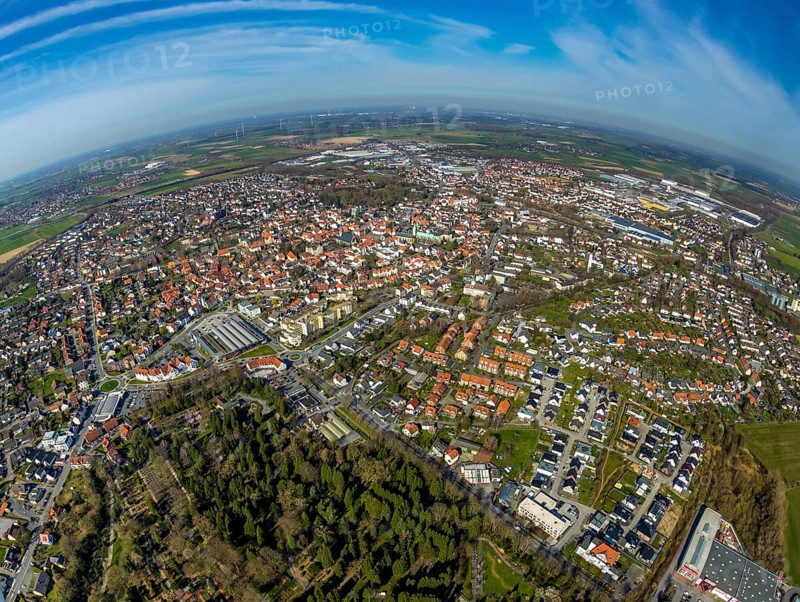 Aerial view, city view of Werl town centre, Werl, North Rhine-Westphalia, Germany