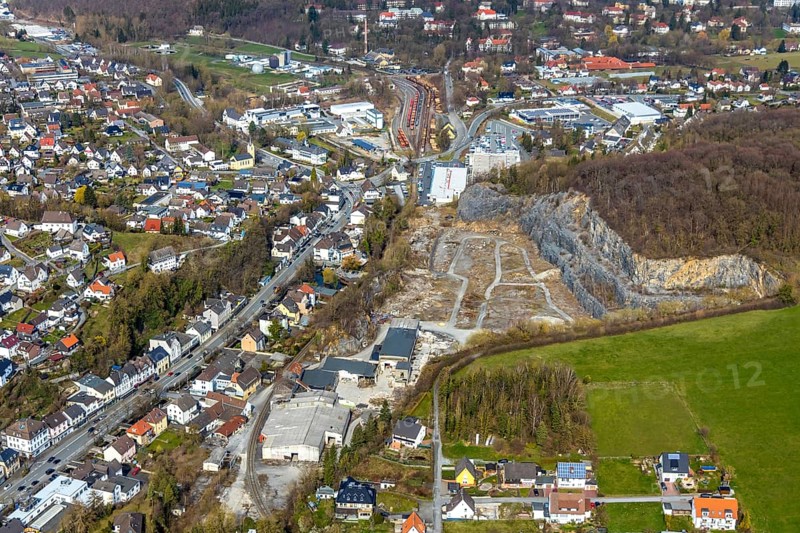 Aerial view, Oberhagen quarry, Suttroper Weg, Warstein, North Rhine-Westphalia, Germany