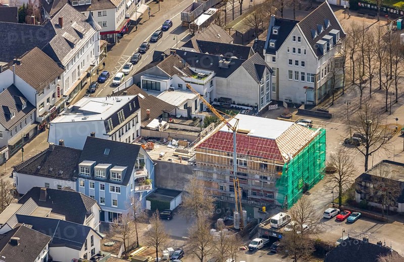 Aerial view, construction site Dr.-Segin-Platz, Warstein, North Rhine-Westphalia, Germany